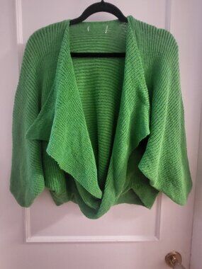 NWOT Chunky Ribbed Waterfall Drape Cardigan - Kelly Green